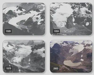 A photo time series of South Cascade Glacier. USGS.