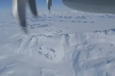 Flying over the Transantarctic Mountains.