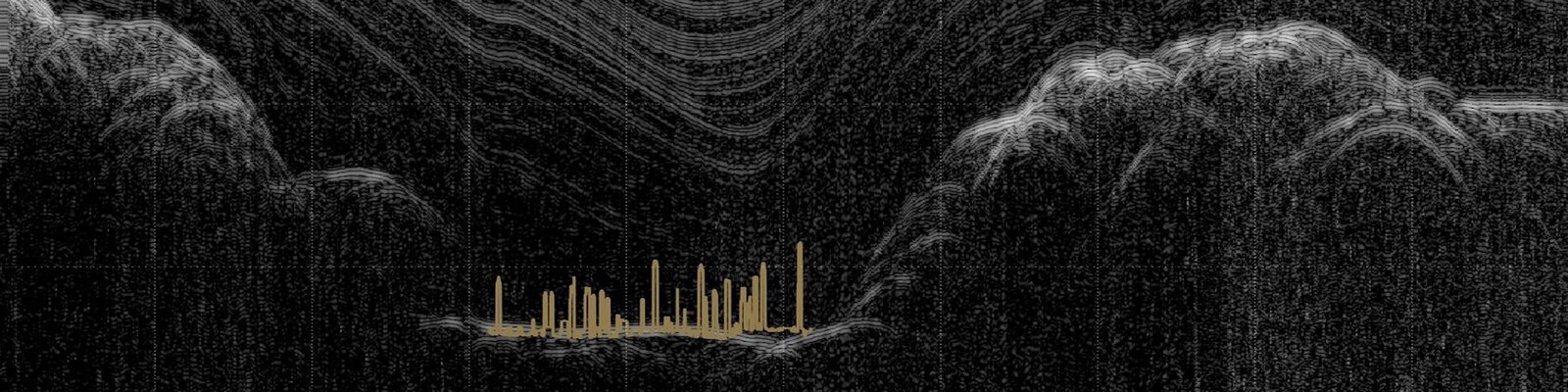 Seattle skyline projected in an imaged bedrock trough from Hercules Dome (credit: Knut Christianson)